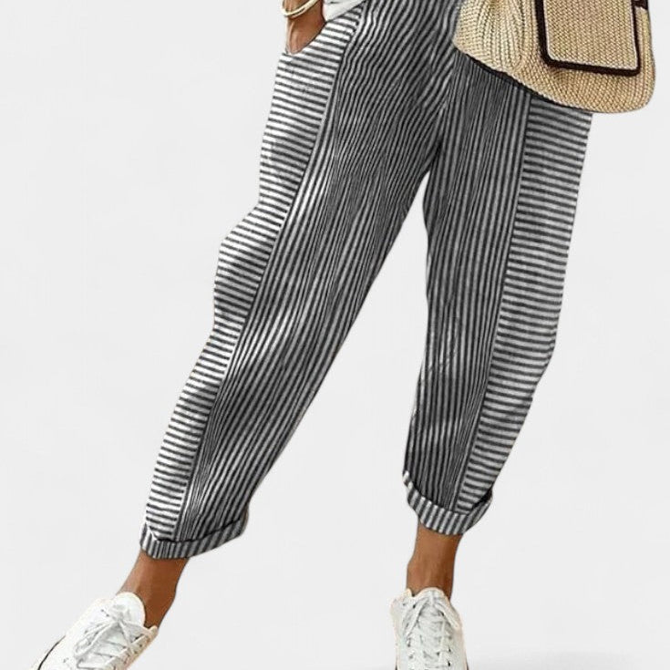 Csíkos Vegyes Vászon Nadrág Alba