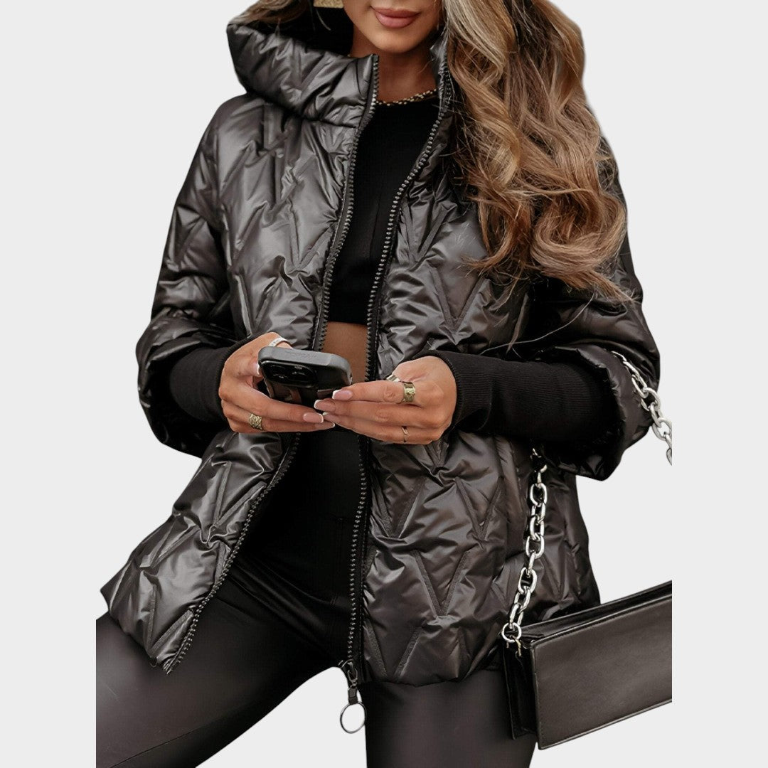 Christina™ | Kapucnis patchwork stílusú kabát