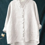 Sanela | Elegáns Volános Pamut és Len Casual Ing