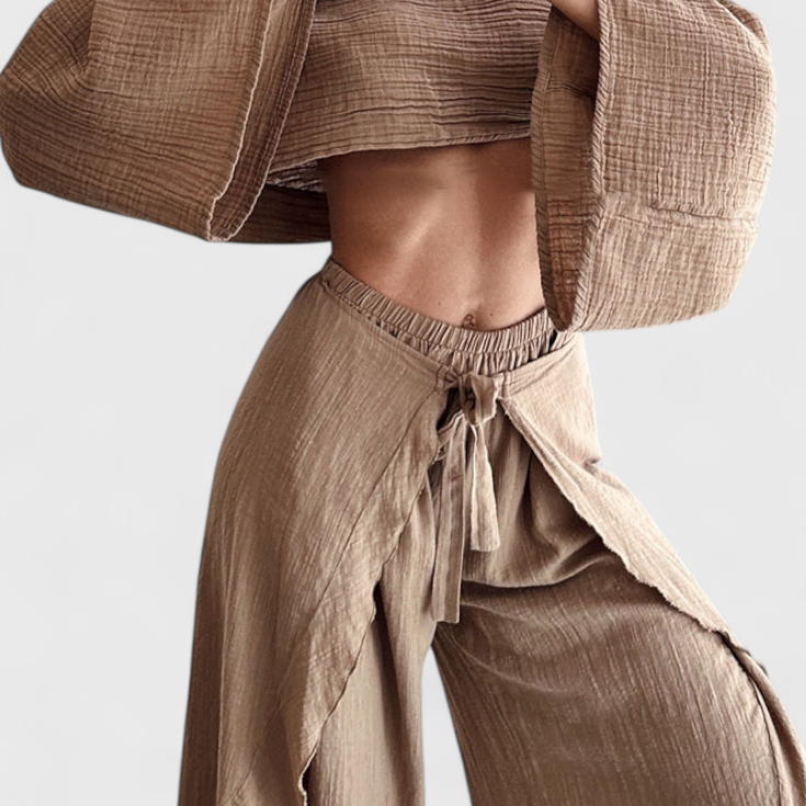 Elsie Kimonó és Keresztbe Kötött Nadrág Szett