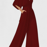 Isaura Mono Elegáns, Széles Nadrággal és V-kivágással