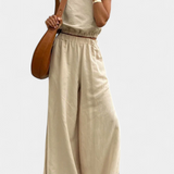 Portia Koka oldalsó nyitott top és nadrág szett