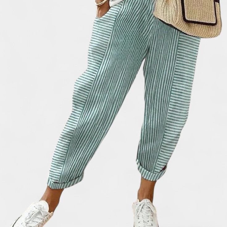 Csíkos Vegyes Vászon Nadrág Alba