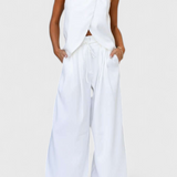 Bernadina len szett elülső nyitással és bő nadrággal