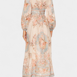 Dorotila Maxi Ruha Virágmintával, Gombokkal és Puffos Ujjakkal