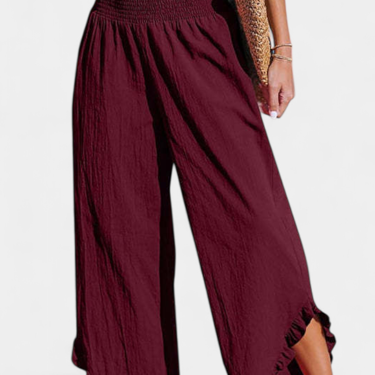 Justina Palazzo Nadrág fodrokkal és magas derékkal