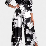 Brina Mono Színátmenetes, Váll nélküli, Széles Lábú Nadrágnyitott