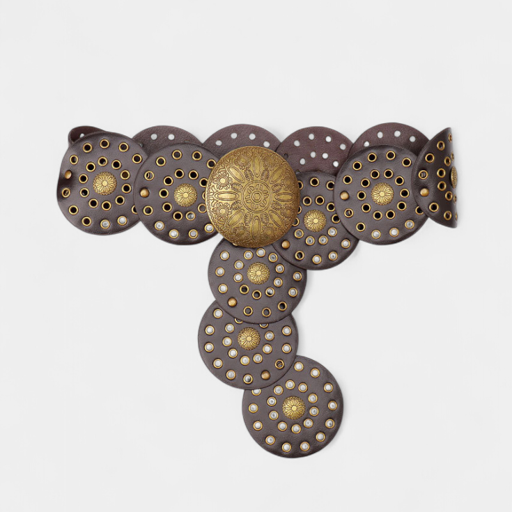 Vintage Alicia öv dekoratív kerek csattal