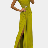 Shiloh Maxi Plisszált Ruha Oldalsó Résszel és Keresztpántos Dekoltázzsal