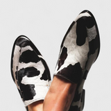 Macarena Elegáns Lapos Talpú Loafer Állatmintával