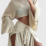 Maeva Két Részes Napi Öltözet Oldalsó Kivágással és Övvel