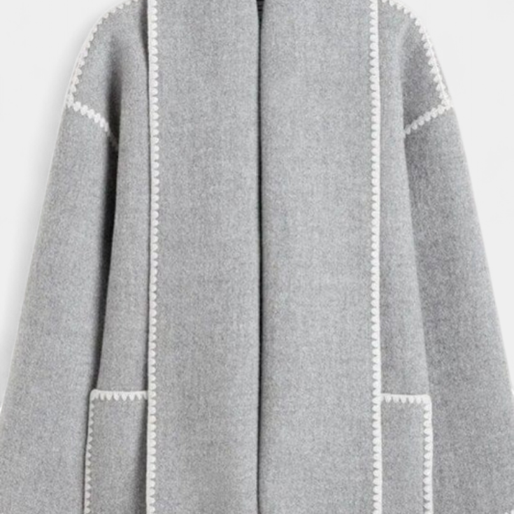 Pauline | Beépített Fröcskölt Sálas Gyapjú Kabát