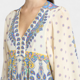 Hosszú Esküvői Ruha V Nyakkal és Elegáns Paisley Mintával