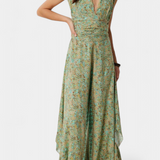 Leandra Mono Fluido Zöld Virágmintával