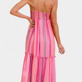 Asunción Garais Rózsaszín Ruha Színes Csíkokkal