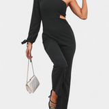 Sahar Aszimmetrikus Mono V-nyakkal és Hosszú Ujjakkal