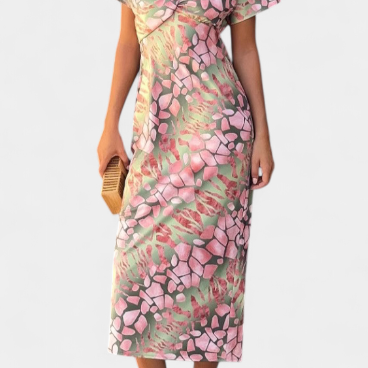 Triana Absztrakt Mintás és V-kivágású Ruha