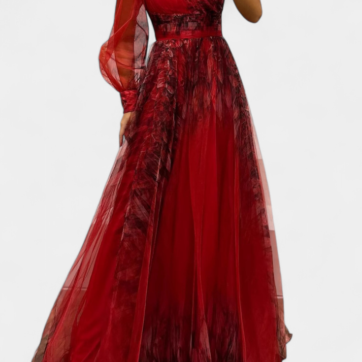 Becca Maxi Chiffon Ruha Egy Vállal és Voluminos Virággal