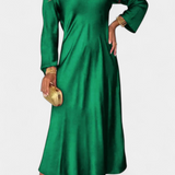 Riva Folyékony Ruha V-kivágással és Hosszú Ujjakkal