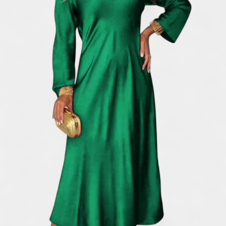 Riva Folyékony Ruha V-kivágással és Hosszú Ujjakkal