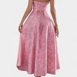 Gilda Midi Jacquard Ruha Nyitott Háttal és Magas Derékkal