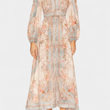 Dorotila Maxi Ruha Virágmintával, Gombokkal és Puffos Ujjakkal