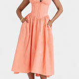 Margie Midi Ruha V-kivágással és Romantikus Virágmintával