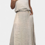 Meliora Vászon és Pamut Szett Ujjatlan Mellénnyel és Hosszú Szoknyával