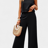 Lavinia Boho szett lenvászonból és pamut felsőből, rövidnadrággal