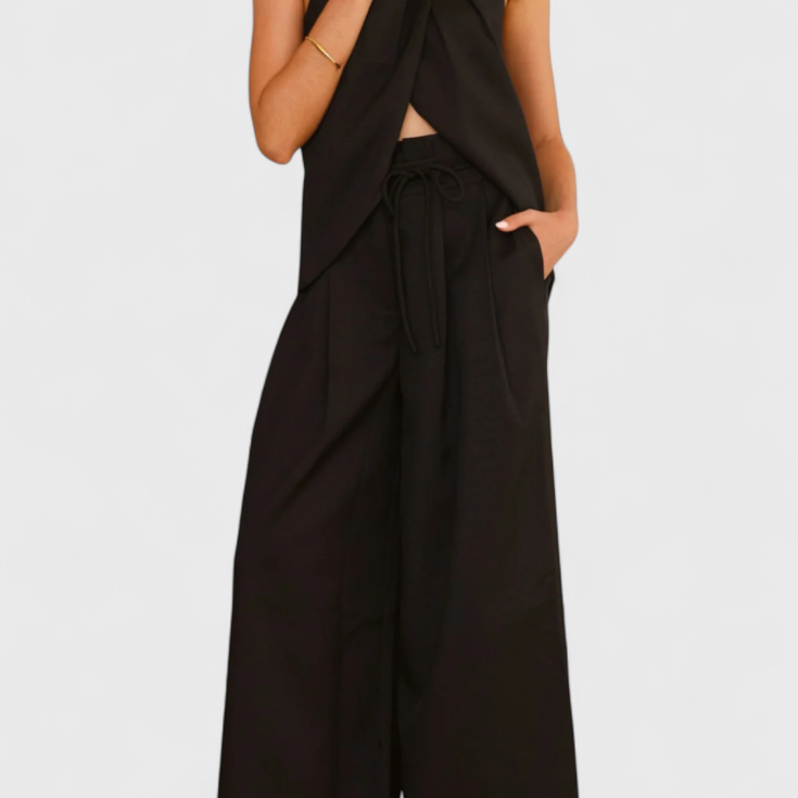 Bernadina len szett elülső nyitással és bő nadrággal