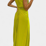 Shiloh Maxi Plisszált Ruha Oldalsó Résszel és Keresztpántos Dekoltázzsal