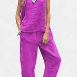 Leona ujjatlan, pamut vászon, mellény és nadrág