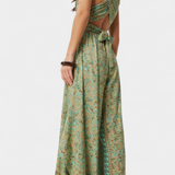 Leandra Mono Fluido Zöld Virágmintával