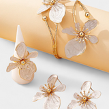 Virágos Kiegészítő Készlet: Karkötő + Fülbevaló + Gyűrűk