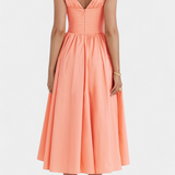 Margie Midi Ruha V-kivágással és Romantikus Virágmintával