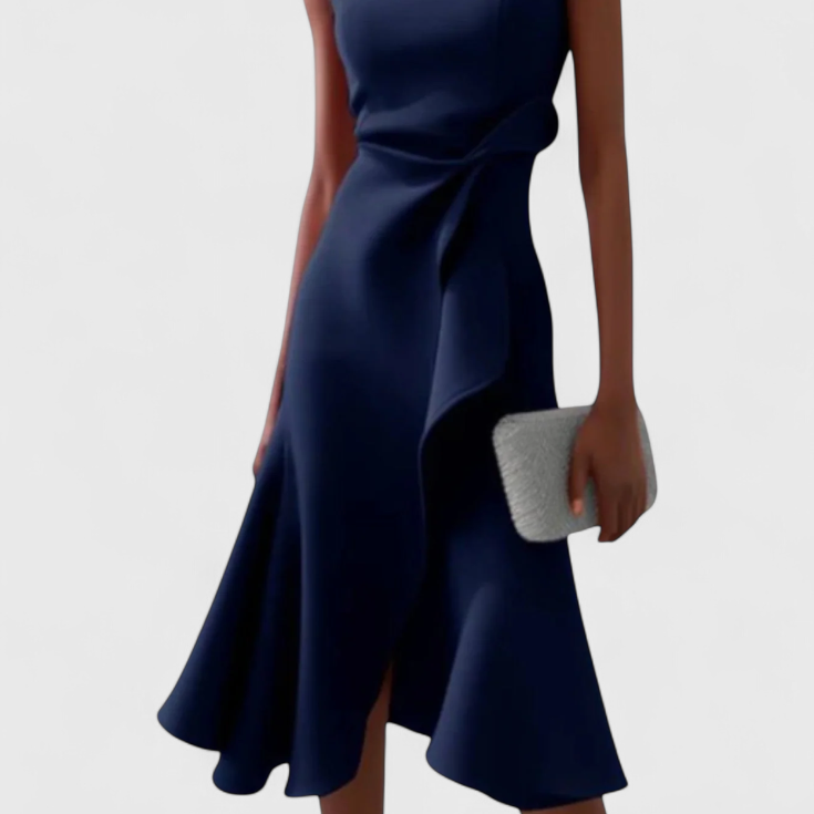 Kleita Midi Aszimmetrikus Klaudijas Elegáns Ruházattal