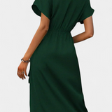 Begoña keresztdekoltású, öves és oldalsó nyitott ruha