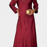 Riva Folyékony Ruha V-kivágással és Hosszú Ujjakkal