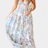 Neha Virágmintás Ruha Nyitott Háttal és Vékony Pántokkal