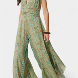 Leandra Mono Fluido Zöld Virágmintával