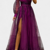 Becca Maxi Chiffon Ruha Egy Vállal és Voluminos Virággal