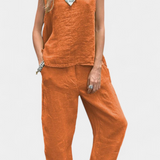 Leona ujjatlan, pamut vászon, mellény és nadrág