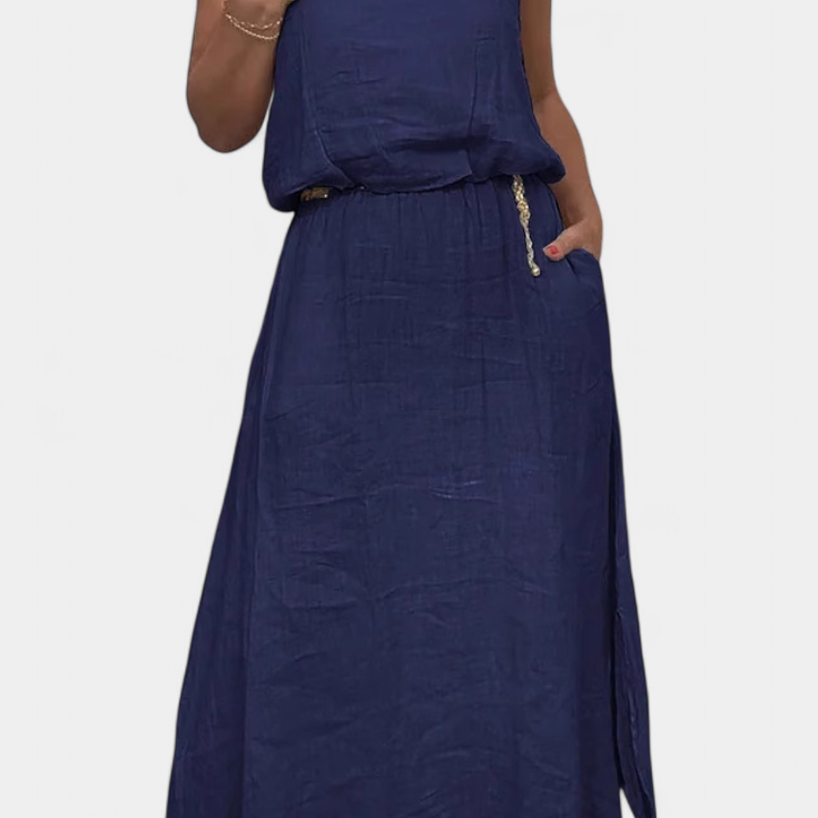 Meliora Vászon és Pamut Szett Ujjatlan Mellénnyel és Hosszú Szoknyával