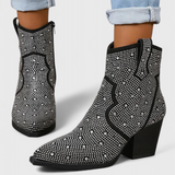 Berenice elegáns csizmák patchwork mintával és oldalsó cipzárral