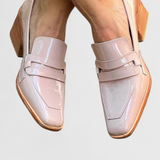 Sasha Mokaszin Rózsaszín, Négyzetes Orral és Magas Sarokkal