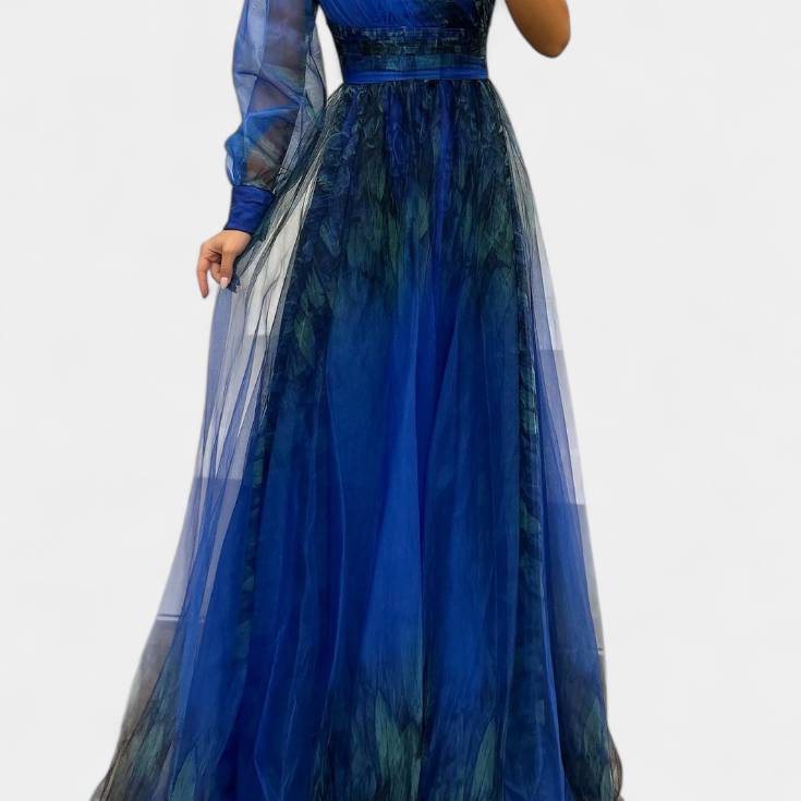 Becca Maxi Chiffon Ruha Egy Vállal és Voluminos Virággal