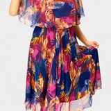 Ellerie Trópusi Ruha Laza Kivágással és Vibráló Mintával