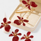 Virágos Kiegészítő Készlet: Karkötő + Fülbevaló + Gyűrűk