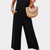 Lavinia Boho szett lenvászonból és pamut felsőből, rövidnadrággal