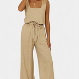 Pascuala Len Öltözet Ujjatlan Blúzzal és Laza Nadrággal